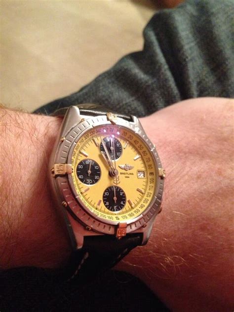 breitling cockpit chronograph yellow dial ss price